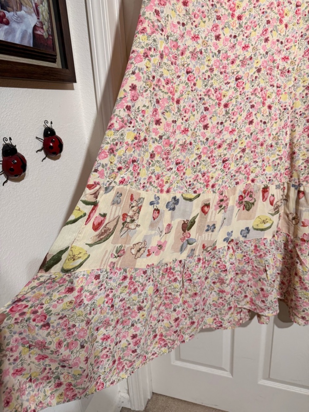 Victoria Holley Floral Tiered Rayon Maxi Boho Sundress- Pink and Yellow - Picture 4 of 9